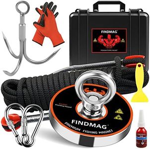 FINDMAG Magnet Fishing Kit with Case 1500 LBS Pulling Force Super Strong Fishing Magnets, Premium Fishing Magnets Kit for Heavy Duty Use -4.72inch Diameter