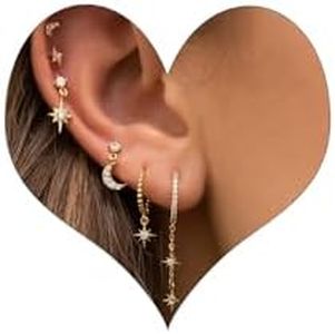 Piccoli Orecchini Donna Oro Zirconia Placcato Oro 14K Orecchini Anallergici Donna Oro Set Orecchini Anallergici Cerchio Huggie Cartilagine Piercing Oro