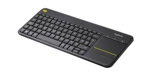 Logitech K400 Plus Wireless Touch TV Keyboard With Easy Media Control and Built-in Touchpad, HTPC Keyboard for PC-connected TV, Windows, Android, Chrome OS, Laptop, QWERTY UK English Layout - Black