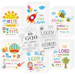 Dvbonike 24Pcs Religious Coloring Books - Bible Verses DIY Color-in Pages Booklet Bulk Drawing Holiday Christian Theme Activity Supplies for Sunday School Classroom Rewards Artwork Gift for Kids