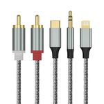 Goodaux Lightning to RCA Audio Aux Cable, USB C to 2 RCA Audio Cable, RCA to 3.5mm Cable Compatible with Lightning USB C 3.5mm, for Home Theater, Speaker, Power Amplifier, Car