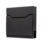 Fine Art Living Genoa Wall Mounted Locking Steel Mailbox, Newspaper Holder, Black (MD22)