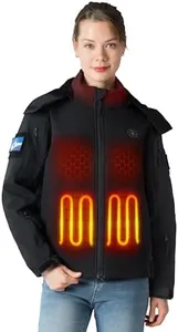 XELTEN Professional Women's Heated Jacket with 12000mAh Large Capacity Battery Pack (US, Alpha, Small, Regular, Regular, Standard, Black)