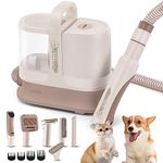 CGOLDENWALL Pet Grooming Kit, 12000 Pa Vacuum Suction with 1.3L Dust Container, Rechargeable Dog Clipper & 4 Combs Professional, 11 Accessories for Shedding Thick & Thin Dogs Cats Pet Hair