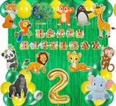 FI - FLICK IN 50 pcs 2nd Birthday Jungle Theme Decoration for Boys Safari Animals Cutouts Animal Banner 2nd Birthday Decoration for Boys Lion King Theme Party Decoration Set (Pack of 50,Multicolor)