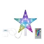 YAGE TALE Christmas Star Tree Topper Lights 8.5inch 10LED Multicolour with Versatile Remote Controller 3AA Battery Powered Great Accessory for Christmas Tree Decorating（Indoor and Outdoor ）