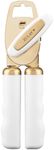 Zulay Kitchen Heavy Duty Stainless Steel Can Opener Manual with Bottle Opener - Rust Proof Manual Can Opener With Turn Knob & Comfy Soft Grip Handles - White & Gold