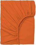 Hotella 100% Microfiber Full Size Fitted Sheet Only, 54"x75" Hotel Quality Deep Pocket Bottom Sheet, Up to 14" Matress Protector, Machine Washable and Non-Fade, Snug Fit Stay in Place, Autumn Orange