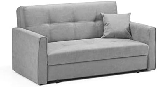 Honeypot Sofabed - Viva 2 Seater Sofa Bed with Storage - Grey Fabric Couch with Pull Out Double Sofabed | Setup Included | Made in EU | Built to Last (2 Seater, Grey)