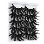 Molain Multi-layered Lashes False Eyelashes Dramatic 25MM Faux Mink Lashes Pack 5 Pairs Wispy Long Thick Fluffy Strip Eye Lashes (style#26)