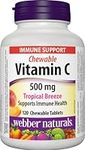 Webber Naturals Vitamin C Chewable 500 mg, 120 Tropical Breeze Flavour Tablets, For Bones, Teeth, Immune and Antioxidant Health