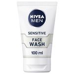 NIVEA MEN Sensitive Face Wash with Zero Percent Alcohol Pack of 6 (6 x 100 ml), Men's Face Wash with Vitamin E, Especially for Sensitive Skin, Men's Skin Care Essentials