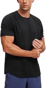 CRZ YOGA Mens Lightweight Athletic T-Shirts Moisture Wicking Running Workout Shirt Short Sleeve Gym Tops Black Medium