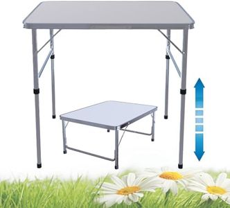Table de pique-nique pliable robuste de 75 cm x 50 cm/70 cm - Table de pique-nique pliable et robuste avec 2 hauteurs réglables - Pour intérieur et extérieur - Table de jardin portable pour le camping