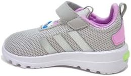 adidas Kids Racer Tr23 Hook & Loop Sneaker, Grey/Silver Metallic/Bliss Lilac (Elastic Lace), 9 US Unisex Toddler