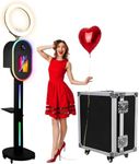 ZLPOWER Photo Booth for iPad 10.2" 10.5" 10.9" 11" 12.9" and for Camera Dualuse Photobooth Machine Selfie Station Stand APP Control RGB Light Music Sync Light Box with Flight Case for Rental Wedding