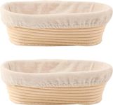 CosyEasy Bread Proofing Baskets Set of 2 10 inch Oval Shaped Dough Proofing Bowls w/Liners Perfect for Professional & Home Sourdough Bread Baking