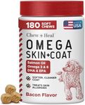 Omega for Dogs - 180 Delicious Soft Chews - Salmon Oil Treats for Skin and Coat, Itch Relief - Fish Oil Blend of Essential Fatty Acids, Omega 3, 6, and 9, and Vitamins - Smoked Bacon Flavor