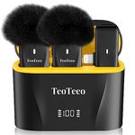 TeoTeeo 2pcs Wireless Lavalier Microphone for iPhone iPad with Charging Case, Wireless Lavalier Microphone for Single Person Continuous Recording 50H, 3 Modes Noise Canceling Mini Microphone, 120ft