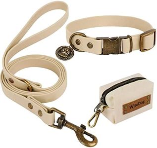 Wisedog Dog Collar and Leash Set Combo: Adjustable Durable Pet Collars with Dog Leashes for Small Medium Large Dogs,Includes One Bonus of Poop Bag Holder (XS, Sand Color)
