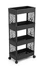 KESARI CREATION Multipurpose 4 Layer Storage Trolley with Wheel, Plastic Organizer Rack for Kitchen, Bathroom, Home & Office