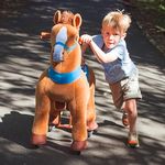 PonyCycle Ride on Horse for Toddlers 3-5 (with Brake/ 30" Height/Size 3) Pony Cycle Riding Horse for Kids Mechanical Pony Ride Plush Birthday Gifts No Battery Electricity Brown E337