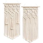 INSHREYS 2 Pcs Macrame Woven Wall Hanging Boho Home Chic Bohemian Geometric Art Decor Beautiful Nursery Bedroom Apartment Dorm Room Decoration, Gift for Birthday 18" L x 9.5" W