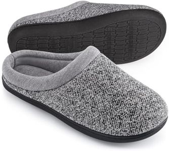 HomeTop Women's Knit Memory Foam Slippers Warm Soft House Shoes with Anti-slip Sole (5-6 M US, Space Black)