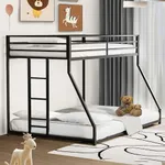 Twin Over Full Bunk Bed - LifeSky Metal Bunkbeds Full Bottom Low Profile Removable Side Ladder