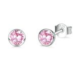 Sterling Silver Stud Earrings for Women Men Girls, 1 Pairs Small Pink Cubic Zirconia Stud Earrings, Hypoallergenic Tiny Sleeper Cartilage Tragus Earring Multiple Pirercings Kids Gifts, 4mm