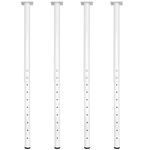 QLLY Adjustable Metal Table Leg, 24-40 inch, 60-100cm, Home Office DIY Desk Leg, Furniture Leg Set (4, white)