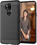 ConnectPoint Hybrid Carbon Fiber Texture Design Back Cover Anti-Scratch Shock Absorption Case for LG G7 ThinQ - Black