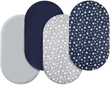 Bassinet Fitted Sheet, 4 Pack Bassinet Sheets (32" X 16") for Baby Boy, Universal Fit for Oval, Rectangular and Halo Mattress, Bassinet Sheets with Ultra Soft Microfiber, Navy
