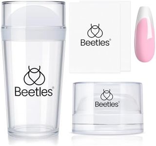 Beetles French Tip Nail Stamp Tool 4Pcs Short Clear Silicone Nails Stamping and Long French Tip Stamper with Nail Scraper Art Tips Printing Stamper Tool Set for Manicure Home DIY Salon