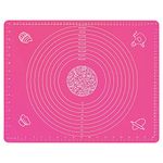 ZELKEY Silicon Fondant Rolling Mat or Silicone Baking Sheet Large with Measurements Stretchable for Kitchen Roti Chapati Cake Pad Cooking Dough Atta Kneading Big Size (Pink)