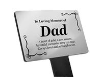 Dad Memorial Plaque, Grave Marker for Cemetery, Outdoor Garden Stake - Decorative bereavement gifts plaque, engraved with 'In Loving Memory Dad', remembrance poem and graphic. (REGULAR)