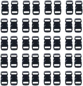 3/8 Inch Black Plastic Buckles - Curved Contoured Quick Side Release Buckles - DIY, Crafting, Webbing, Bracelets, Backpacks, Tactical Bags 40 PCS