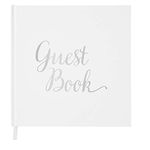 Your Perfect Day Wedding Guest Book Guestbook Silver - Memory Signature Message Book - Birthday Engagement Party - White Paper with Ribbon Silver Foil Stamping - Thick Paper 32 Page/64 Side Square