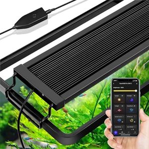 Bluetooth Smart LED Aquarium Light, 20W Smart APP Control Fish Tank Light with Adjustable RGB LEDs, 24/7 Sunrise-Daylight-Moonlight, DIY Mode with Timer Adjustable for 45-60cm Tank