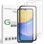 amFilm 3 Pack Tempered Glass Screen Protector for Samsung Galaxy A15 5G 2024, 9H Hardness, Easy Installation, Bubble Free and Case Friendly