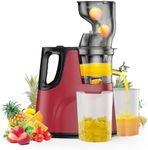 Cold Press Juicer Machine - Easy to Clean Slow Masticating Juicer for Vegetables and Fruits, High Juice Yield with Low 60dB Noise, Capable of Making Fruit Smoothies, Red
