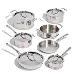Lagostina Maestro 12-Piece 5-Ply Clad Copper Core Stainless Steel Cookware Set, Premium Pots and Pans, Induction Compatible, Oven Safe, Silver