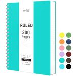 RETTACY Spiral Notebook - B5 College Ruled Notebook with 300 Pages, Journal Notebook for School, Work, Writing, 100 GSM Premium Acid-Free Paper, Twin-Wire Binding, 7.5" × 10" (Tiffani Blue)