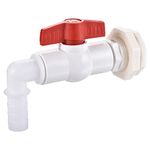 sourcing map Spigot Faucet Kit ABS G1 Female Bulkhead Fitting with Ball Valve 25mm Barb Hose Connector for Aquariums, Water Tanks, Tubs, Pools