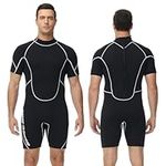 Owntop 3mm Shorty Wetsuit for Men - Stretch Short Sleeve Neoprene Diving Suits One Piece Dive Skin UPF50+ Thermal Swimwear for Surfing Swimming Snorkeling, Black S