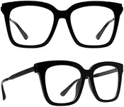 DIFF Bella Designer Square Oversized Computer Blue Light Blocking Glasses for Women, Black