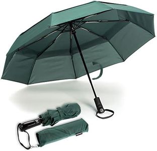 Paraguas de Viaje de Doble Cubierta a Prueba de Viento - Recubrimiento de Tefón, Manija Ergonómica y Manga protectora - Diseño portátil compacto y plegable de peso ligero y alta resistencia al viento