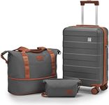 imiomo 3 Piece Luggage Sets,Suitcase with Spinner Wheels,Luggage Set Clearance for Women, Lightweight Rolling Hardside Travel Luggage with TSA Lock, Grey, Carry on Luggage with Duffel Bag, Carry on