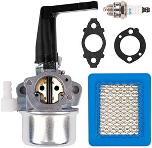 BlueStars 696065 697422 Carburetor - Compatible with 110402 110412 215369 5HP 5.5HP 6HP Tiller Engine Carb Rototiller Troy Generator Intek Motor with Mounting Gaskets 491588S Flat Air Filter Cartridge
