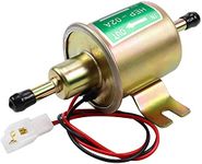 Litensh Universal Electric Fuel Pump，Heavy Duty Pressure Gas Diesel Inline Low Pressure Metal Pump Module Bolt Fixing Wire Inline for Gasoline & Diesel HEP-02A (Gold)